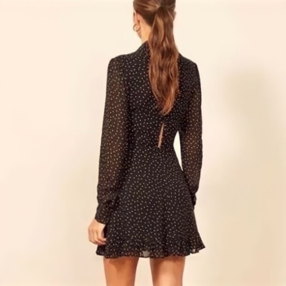REFORMATION Lady Monti Mini Black Dress Size 10 - Picture 3 of 16